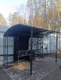 Мангал "Шеф-повар-15 Лоза" с вытяжкой и боковыми дровницами, с крышкой-барбекю и увеличенной крышей