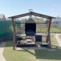 Мангал "Лофт-7" с печкой, вытяжкой, на деревянных опорах